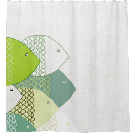 東洋のアクセントのお洒落な手描きの魚パターン シャワーカーテン (正面)