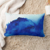 東洋のアクセントの水彩画の青 ランバークッション (ブランケット)