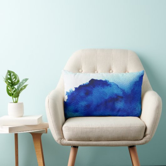 東洋のアクセントの水彩画の青 ランバークッション (椅子)