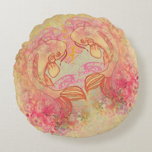 東洋のコイのコイ、円形のクッション ラウンドクッション (正面)
