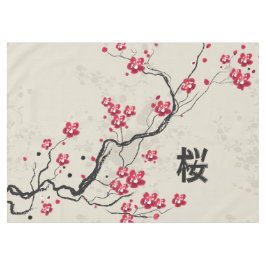 東洋のスタイルの桜の桜の芸術 テーブルクロス