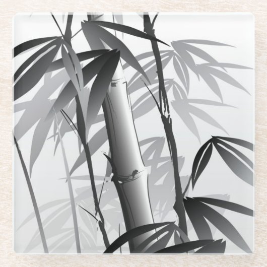 東洋のスタイルの絵画のイラストレーション ガラスコースター (正面)