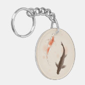 東洋のスタイルの絵画の陰陽のコイの魚 キーホルダー (正面左)