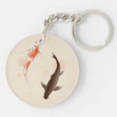 東洋のスタイルの絵画の陰陽のコイの魚 キーホルダー (裏面)