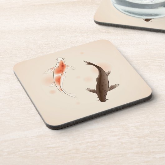 東洋のスタイルの絵画の陰陽のコイの魚 コースター (左側)