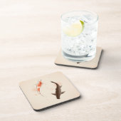 東洋のスタイルの絵画の陰陽のコイの魚 コースター (右側)