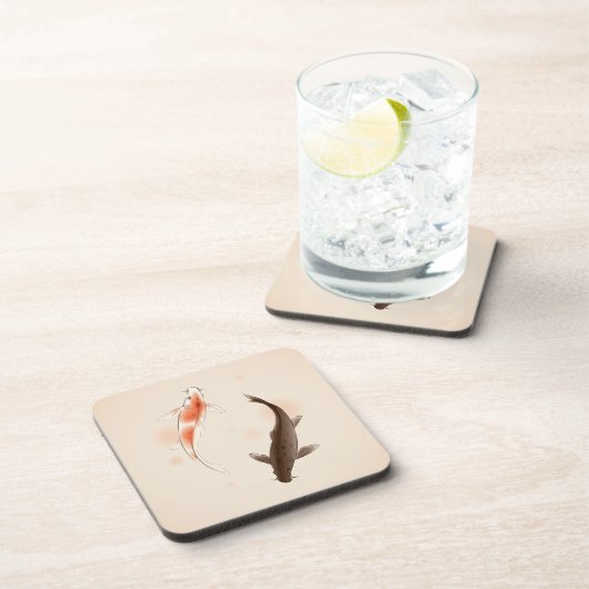 東洋のスタイルの絵画の陰陽のコイの魚 コースター (右側)