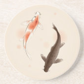 東洋のスタイルの絵画の陰陽のコイの魚 コースター (正面)
