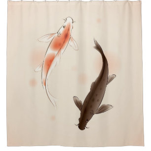東洋のスタイルの絵画の陰陽のコイの魚 シャワーカーテン