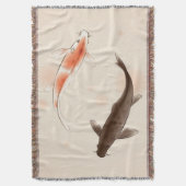 東洋のスタイルの絵画の陰陽のコイの魚 スローブランケット (正面縦)