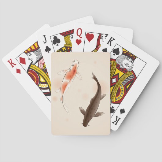 東洋のスタイルの絵画の陰陽のコイの魚 トランプ (裏面)