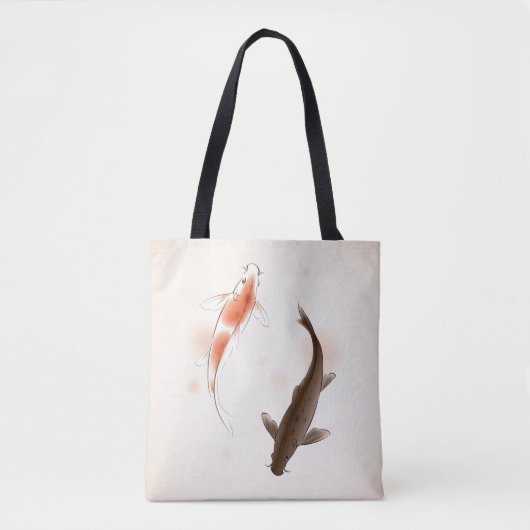 東洋のスタイルの絵画の陰陽のコイの魚 トートバッグ (正面)