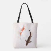 東洋のスタイルの絵画の陰陽のコイの魚 トートバッグ (裏面)