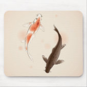 東洋のスタイルの絵画の陰陽のコイの魚 マウスパッド (正面)