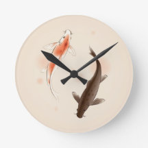 東洋のスタイルの絵画の陰陽のコイの魚