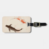 東洋のスタイルの絵画の陰陽のコイの魚 ラゲッジタグ (正面横)