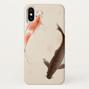 東洋のスタイルの絵画の陰陽のコイの魚 iPhone X ケース