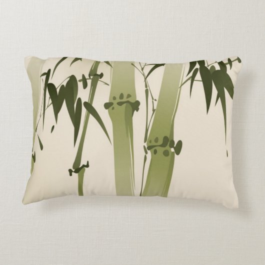 東洋のスタイルの絵画、タケの枝2 アクセントクッション (裏面)