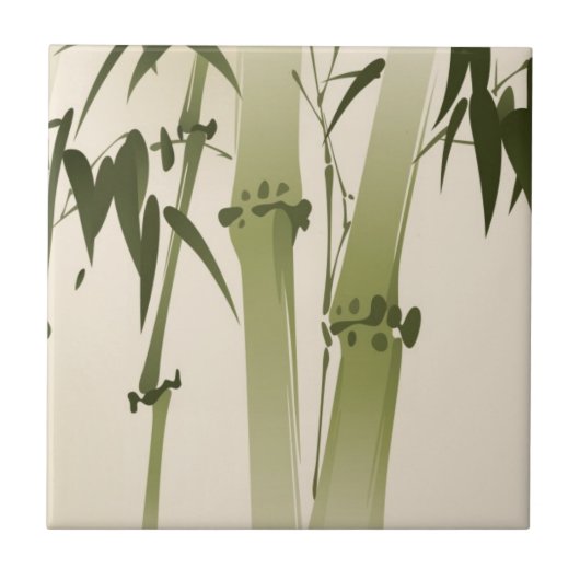 東洋のスタイルの絵画、タケの枝2 タイル (正面)