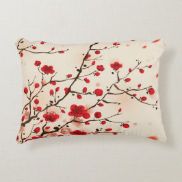 東洋のスタイルの絵画、春のプラム花 アクセントクッション