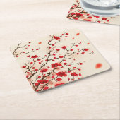 東洋のスタイルの絵画、春のプラム花 スクエアペーパーコースター (アングル)