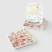 東洋のスタイルの絵画、春のプラム花 ストーンコースター (横)