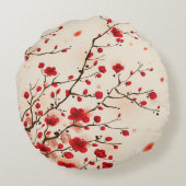 東洋のスタイルの絵画、春のプラム花 ラウンドクッション (裏面)