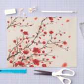 東洋のスタイルの絵画、春のプラム花 薄葉紙 (クラフト)