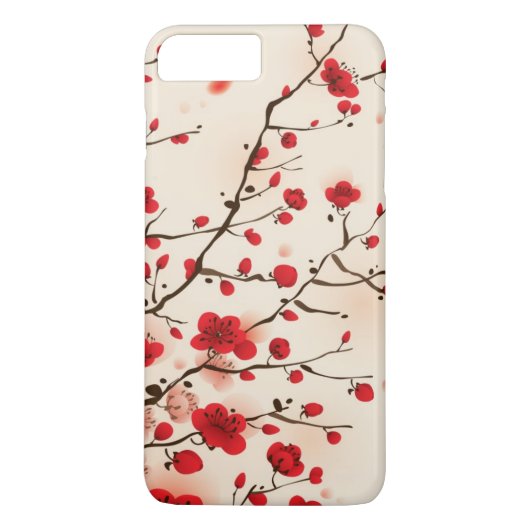 東洋のスタイルの絵画、春のプラム花 Case-Mate iPhoneケース (裏面)