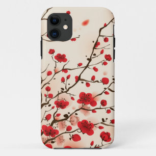 東洋のスタイルの絵画、春のプラム花 iPhone 11 ケース