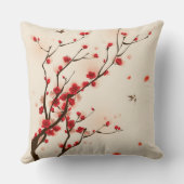 東洋のスタイルの絵画、春2のプラム花 クッション (裏面)
