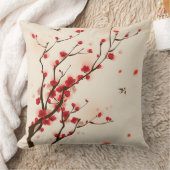 東洋のスタイルの絵画、春2のプラム花 クッション (ブランケット)