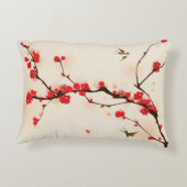 東洋のスタイルの絵画、春3のプラム花 アクセントクッション (裏面)
