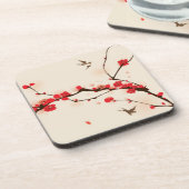東洋のスタイルの絵画、春3のプラム花 コースター (左側)