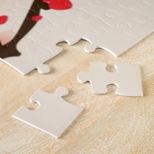 東洋のスタイルの絵画、春3のプラム花 ジグソーパズル (側面)