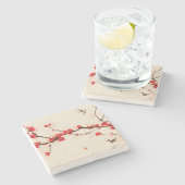 東洋のスタイルの絵画、春3のプラム花 ストーンコースター (横)