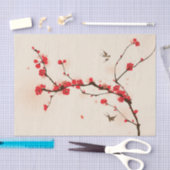 東洋のスタイルの絵画、春3のプラム花 薄葉紙 (クラフト)