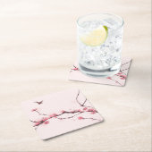 東洋のスタイルの絵画、桜 スクエアペーパーコースター (インサイチュ)