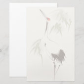 東洋のスタイルの絵画、赤戴冠させたクレーン 便箋 (正面/裏面)
