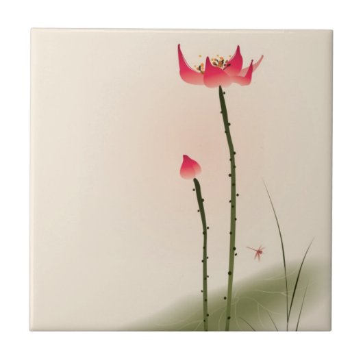 東洋のスタイルの絵画、高いはす タイル (正面)