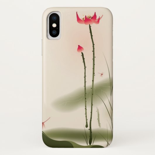 東洋のスタイルの絵画、高いはす Case-Mate iPhoneケース (裏面)
