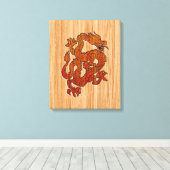 東洋のタケのドラゴン キャンバスプリント (インサイチュ (ウッドフロア))