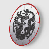 東洋のドラゴンの黒 ラージ壁時計 (傾斜)