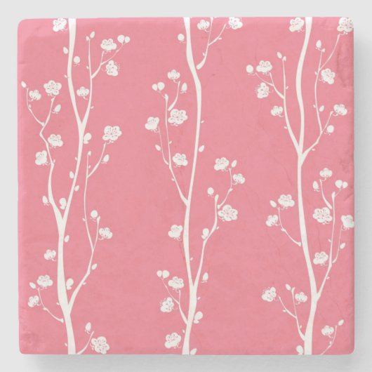 東洋のプラム花パターン ストーンコースター (正面)