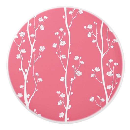 東洋のプラム花パターン セラミックノブ (正面)