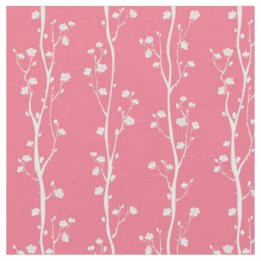 東洋のプラム花パターン ファブリック (クローズアップ)