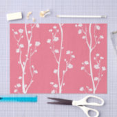 東洋のプラム花パターン 薄葉紙 (クラフト)