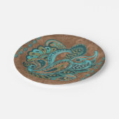 東洋のペイズリーパターン水彩画および金ゴールド ペーパープレート (アングル)