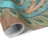 東洋のペイズリーパターン水彩画および金ゴールド ラッピングペーパー (ロールコーナー)