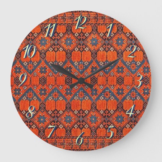東洋のペルシャのトルコパターンカーペット ラージ壁時計 (正面)